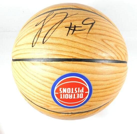 Assinado Langston Galloway 9 NBA Pistons autografados Spalding Wood Grain Ball - Basquete autografado
