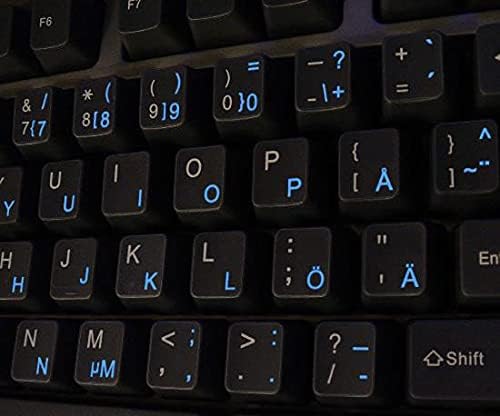 Swedish - adesivos de teclado finlandês com letras azuis em fundo transparente para desktop, laptop e notebook