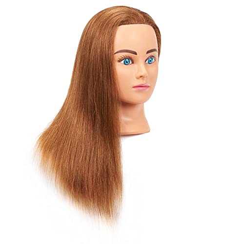 Hairingrid Mannequin Head 20 -22 de cabeleireiro humano Cosmetologia Mannequin Manikin Treinando cabelos da cabeça e suporte