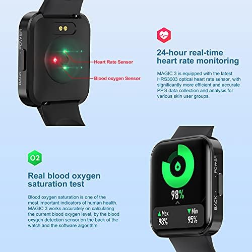 Rastreador de fitness Amaztim, 35 dias em espera 24h monitor de saúde preciso com 3ATM Smart impermeável relógio para freqüência cardíaca, oxigênio no sangue, sono, 1,37 '