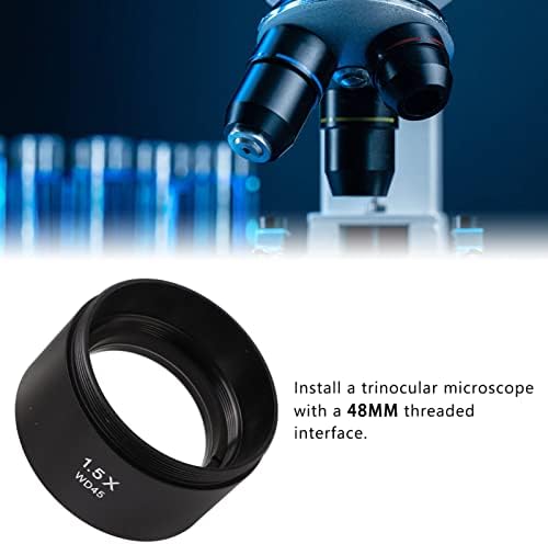 Lens auxiliares do microscópio, lente objetiva auxiliar de barlow 48mm Substituição óptica de montagem para microscópio trinocular para ampliação auxiliar
