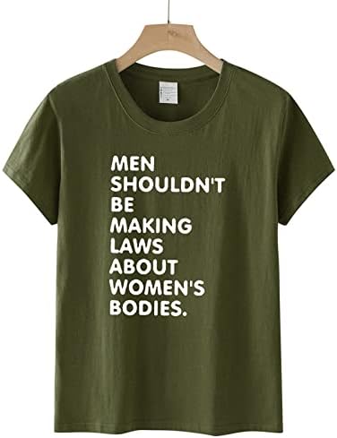 Womens Plus Shirts Letra feminina Slogan Direitos do aborto Imprimir moda Round Round Pescoço solto de manga curta Camiseta