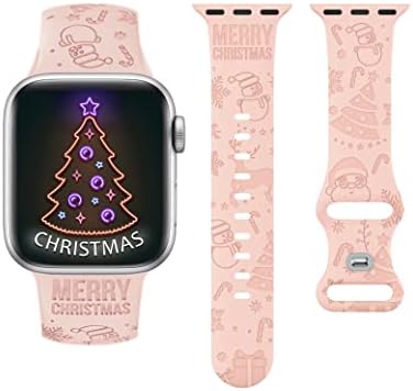 Banda de flocos de neve de Natal compatível com a banda Apple Watch Band 44mm Strap Wrist Christmas Gift Silicone Sport