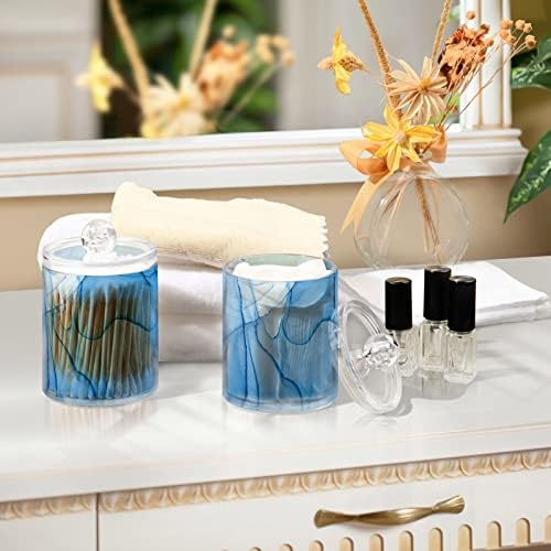 Blue Mármore Cotton Swab Suports Recipientes de banheiro frascos com tampas conjuntos de algodão Round Bound Bolder Round Round para