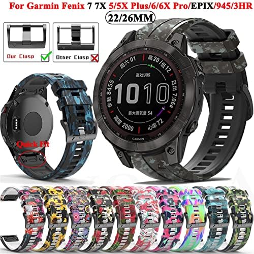 SERDAS 22mm 26mm Smart Watch Strap para Garmin Fenix ​​7 7x 5 6 5x 6x Pro epix 3hr impressão de silicone smartwatch pulseira