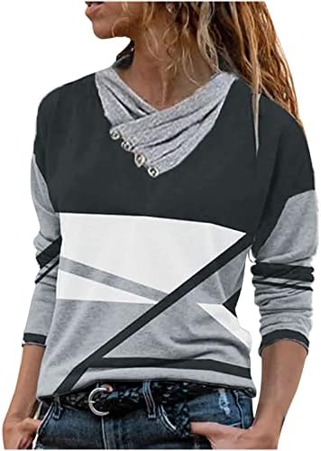 Camisas Henley de Henley da Ruziyoog 2022 Moda Fashion V Botões de Impressão Geométrica Tampa Geométrica Camiseta Longa