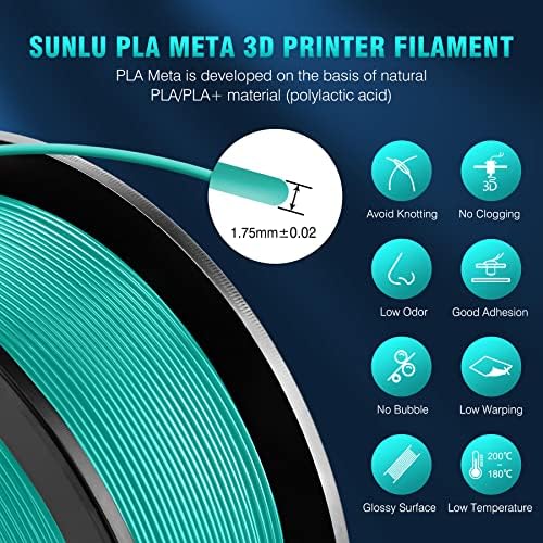 SUNLU 250G Filamento ABS 1,75 mm Pacote e PLA Meta 3D Filamento Filamento Branco, Precisão dimensional +/- 0,02 mm, 0,25 kg de bobo,