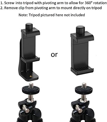 Alphx Universal Smartphone Tripod Teller Telder Mount Adapter Conjunto, se encaixa no iPhone, Samsung e todos os telefones, gira vertical e horizontal com grampo ajustável, inclui mini tripé