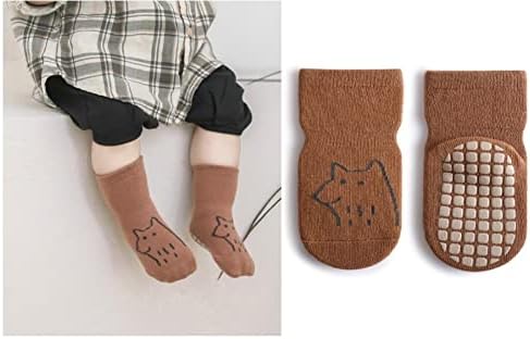 Fyluoke meninos meninas garotas não deslizam meias 5 pares infantis infantis sem meias deslizantes meias de desenho animado meias anti-deslizamento