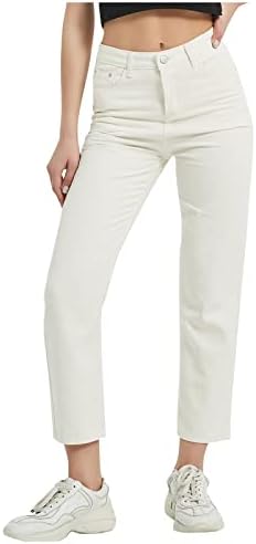 Cokuera High Rise Beautiful Jean Women saindo jeans de perna larga Longo Solid Solid Casual Relaxed Fit Baggy Calça