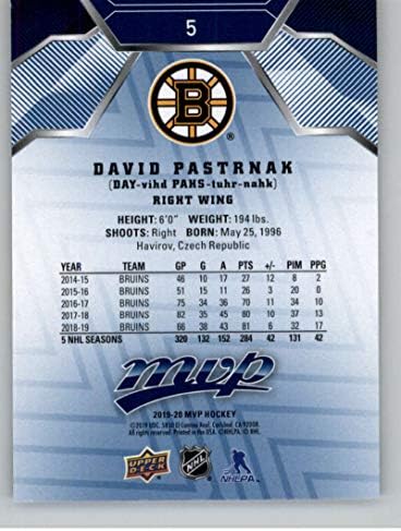 2019-20 UD MVP Hockey Blue 5 David Pastrnak Boston Bruins Limited Edition só encontrado no conjunto de fábrica Cartão oficial de
