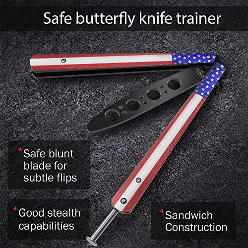 Pacote de 2 itens - Treinador de Faca de Borboleta - Balisong Trainer - Pratique Faca de borboleta - Facas de borboleta Balisong Não é real, não afiada lâmina - Facas de borboleta com truques opacas - Treinamento de faca de mosca de manteiga