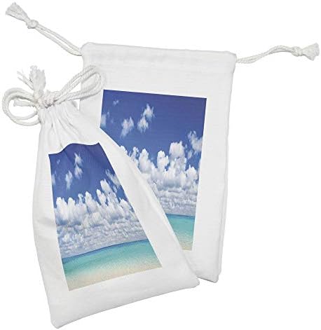 Conjunto de bolsas de tecido oceano de Ambesonne de 2, Paradise Beach Tropical Hawaiian Exotic Sky Color com cenário de nuvens,