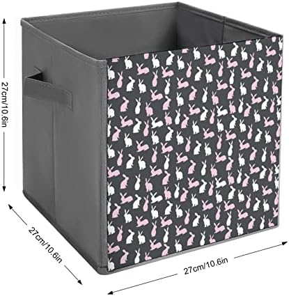 Coelhos coelhos padrão de tela colapsível caixas de organizador de cubos com alças para carro de escritório em casa