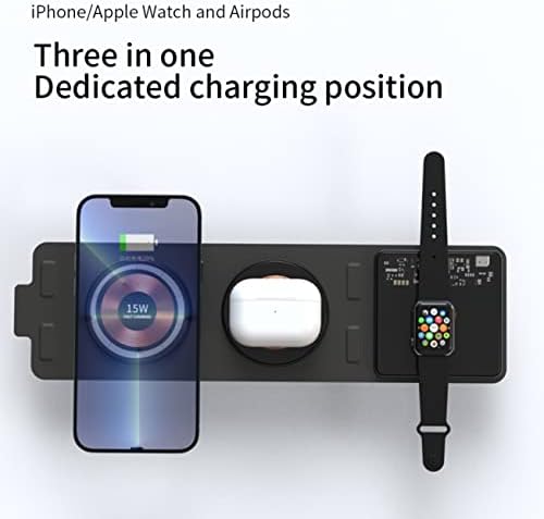 Carregador dobrável 3 em 1 estação portátil para telefones e acessórios inteligentes compatíveis.