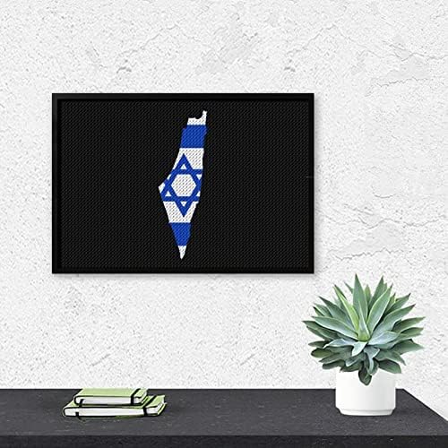 Mapa da bandeira de Israel Diamond Pintura Kits 5D DIY Drill Full Drill Rhinestone Arts Decoração de parede para adultos