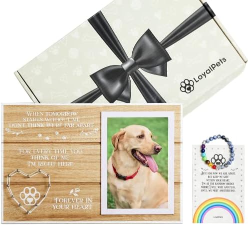 Presentes de cães Memorial Picture Frame, incluindo impressionante caixa de presente - Presentes de luto para perda de animais de