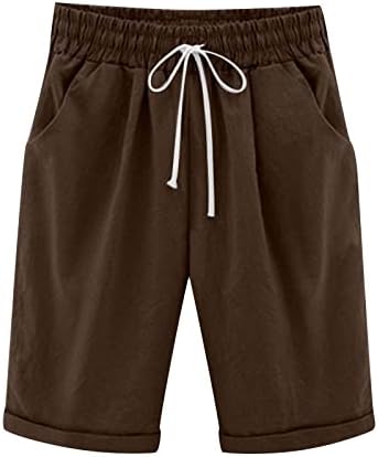 RVIDBE Bermuda shorts para mulheres de verão feminina elástica da cintura da altura do joelho comprimento short de caminhada