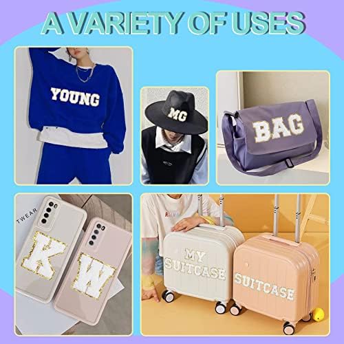 YHSHEEN 26PCS Auto-adesivo bordado Gold Glitter Patches Chenille Letter Repare Ferro em remendos Apliques para tecido, roupas, bolsas