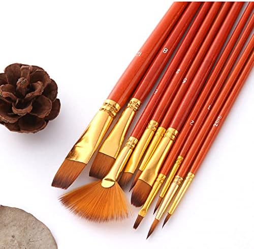 Sawqf 10 nylon Hair pintado caneta cor de água curta Óleo de haste acrílica pincel Brush Art Desenho de arte de desenho