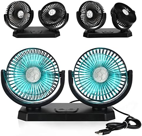 Acetop 5 ventiladores de carros USB Cabeça dupla 360 ° Girando o ventilador de ar de resfriamento automático de resfriamento 3 velocidades de baixo ruído portátil Montante montado para SUV RV Vilucting Auto Vehicles Dashboard Dashboard Boat Golf Cart Office Home Office Home office Office Office