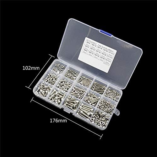 480pcs m2 m3 m4 parafusos conjunto com caixa de armazenamento aço inoxidável hex socket tampa de cabeça parafuso de parafusos para parafusos de ferramenta para parafusos+ caixa