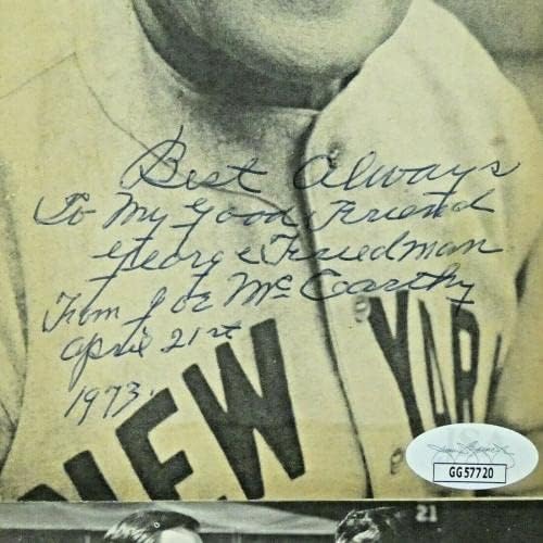 Joe McCarthy Baseball Hof NY Yankees assinou a revista Photo 10x12 com JSA COA - fotos autografadas da MLB