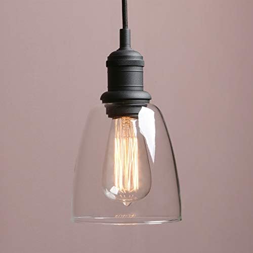 Yosoan Luz de pendente industrial vintage, cabeça pendurada semi rubor luminária de luminária de cozinha de cozinha luz