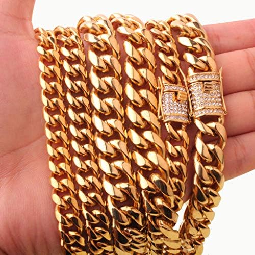 Corrente de ouro para cães cães de metal dourado cães grandes cães de estimação/bully pitbull 14mm-34inch dourado