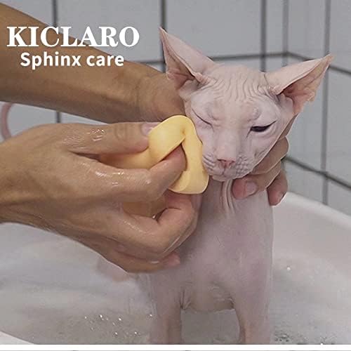 Esponja de banho de gato sem pêlos de Kiclaro Sphinx, Espurro de esponja Konjak natural, limpeza de pouf de chuveiro