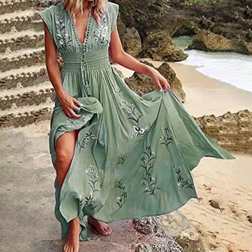 Vestidos de verão fqzwong para mulheres 2023 Clube de festa da moda casual Long Sundresses Maxi Sexy Fashion Beach Destas Resort Wear