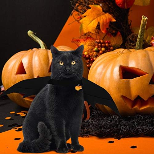 4 peças Fantas de figurino de gato de Halloween CAPE BAT Fantas com sinos de abóbora para fantasia de animais de estimação de Halloween