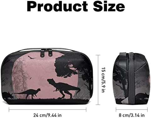 Bolsa de maquiagem de viagem sacos de maquiagem de bolsa de higieness à prova d'água para mulheres e meninas, silhueta de animais dinossauros