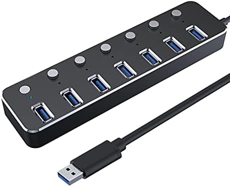 WYFDP Alumínio 7 porta USB 3.0 Hub 120cm Sub-acendência de subcontrol de 5 Gbps Indicador LED Splitter Chargable para