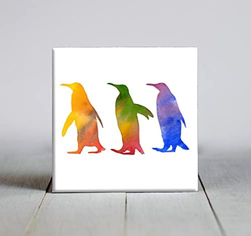 Pinguins abstratos aquarela arte decorativa telha