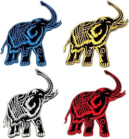 Conjunto de manchas de animais de elefante asiáticos 108 mercados - 4 pcos de ferro bordado de apliques em remendos