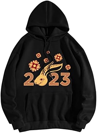 Hoodies de grandes dimensões femininos de grandes dimensões, coelho fofo de manga longa de manga comprida moletom de laço solto com capuz com bolso