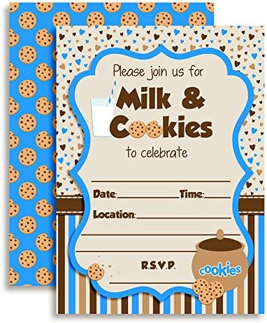 Amanda criação de leite e biscoitos Festa de aniversário de menino preenche os convites de 20 com envelopes