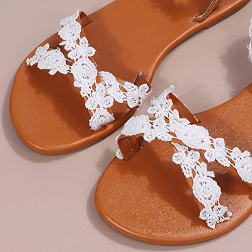 Sandálias Mulheres Crescentes de verão Flores elegantes renda sandálias planas sandálias casuais diárias femininas sandálias