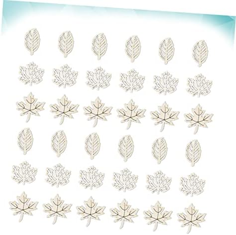 Didiseaon 50pcs scrapbook enfeites decoração de casamento folhas decoração de mesa de madeira folhas de dispersão padrão recorda de madeira inacabada Ornamentos de madeira artesanato de madeira lascas de madeira rótulo de folha em branco bambu