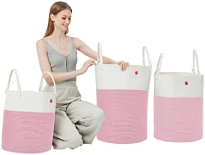 Melomin Naturem Large Clope Caspo de lavanderia - 21 ”x16” - Lata de cesto de armazenamento para casas para cobertores, edredons, toalhas e brinquedos