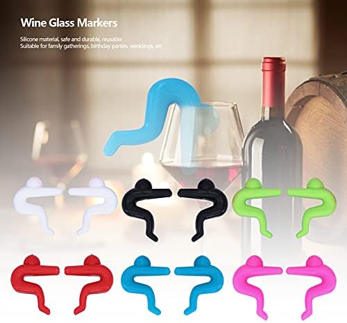 Marcadores de vidro de vinho, 6 cores Silicone Wine Glass Tags de forma fofa reutilizável fácil de identificar para festas