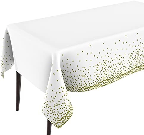 Toca de mesa de ouro branco, toalhas de mesa de plástico descartáveis, toalhas de mesa para mesas de retângulo, tampa