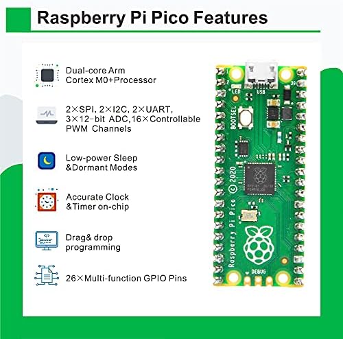 Osoyoo Raspberry Pi Pico Python Hardware Programming Kit de aprendizado | Micropython e tutoriais de programação gráfica |