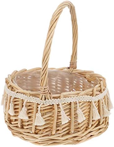 Zerodeko Wedding Flower Girl Basket, cesto de Páscoa cestas de flor rústica cestas, cesto de armazenamento de tecidos com alças,