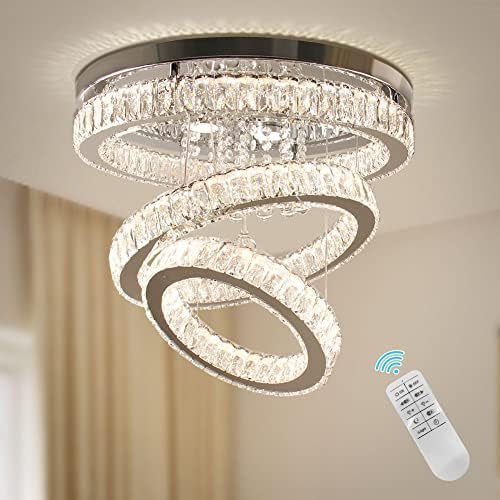 19.7 Candelador de cristal moderno LED LED CRISTAL LIGHT LIGHTELTE FLIED CHANDELIERS RING RING COM CONTROLO DE REMOTO PARA