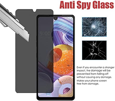 VIESUP para LG Stylo 6 4 Ways 360 graus Protetor de tela de privacidade-[2pack] Anti-Glare Anti-arranhão 360 ° Vidro temperado