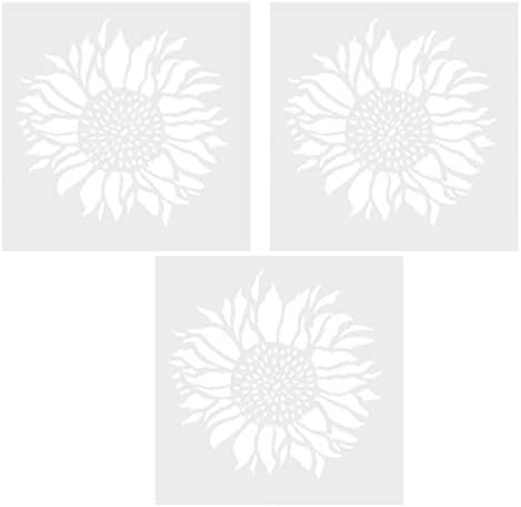 Ferramentas de scrapbook de sugestão nuobester 3pcs pinturas de girassol em estêncils de desenho de flores modelo