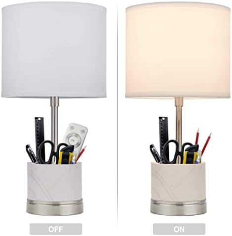 Doraimi 2 pacote 1 1 luz de mármore lâmpada de lâmpada de níquel escovados, lâmpada de mesa moderna e concisa com tom de tecido