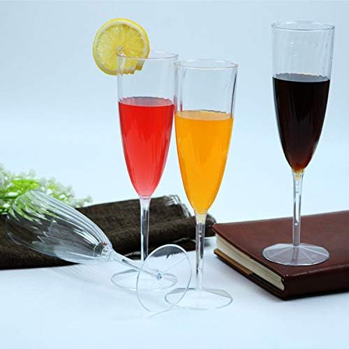 100pcs descartáveis ​​copo de champanhe plástico, 180 ml de copo de vinho duro transparente, caneca de bolha Tiki para